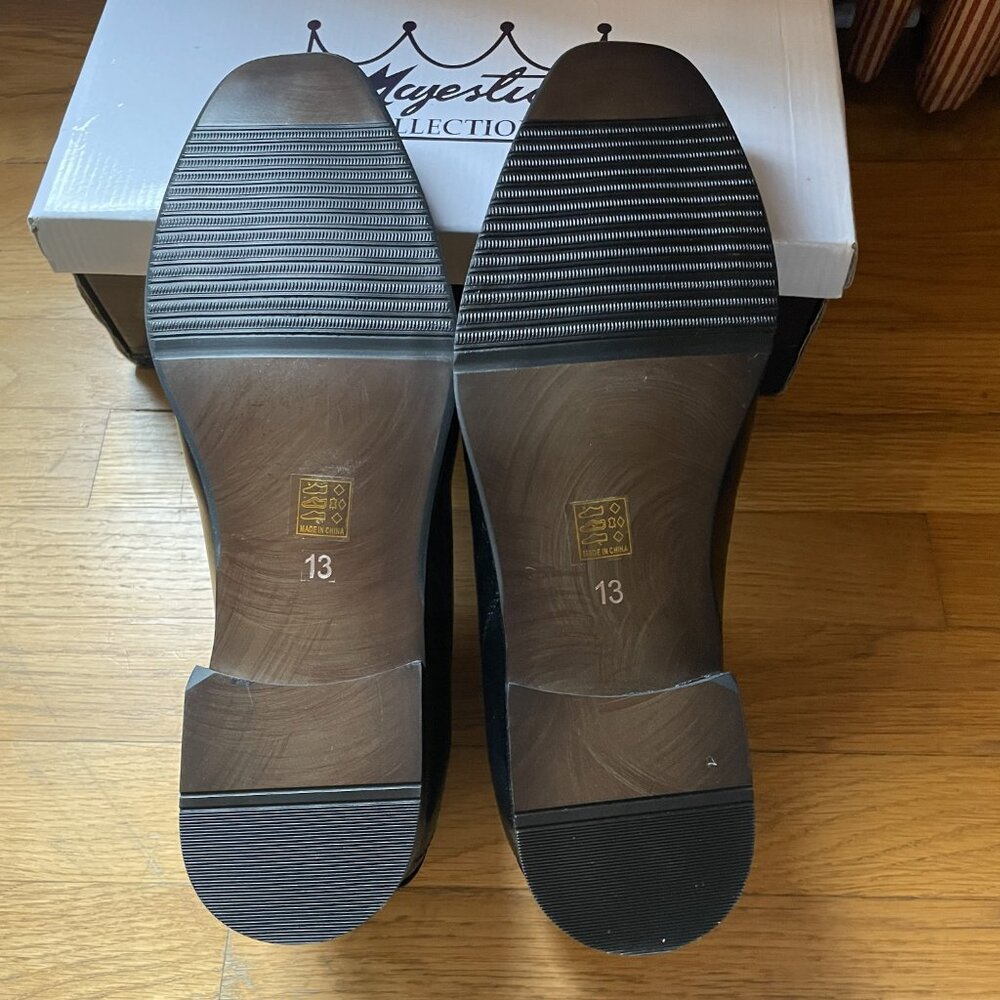 Majestic Collection Black Slip On Bicycle Toe Dress Shoes Size 13 M New - Picture 5 of 7
